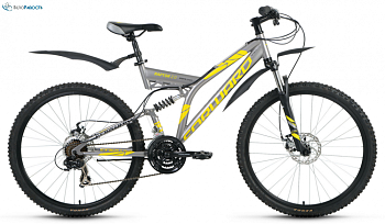 Велосипед Forward Raptor 2.0 disc (серый, 26", 21ск, рост 16") двухподвес, дисковые тормоза