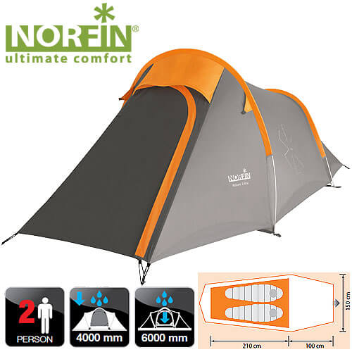 Палатка 2-х местная Norfin ROXEN 2 ALU NS алюминиевые дуги